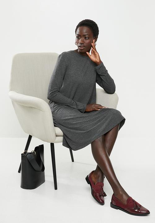 edit - Long sleeve trapeze dress - grey