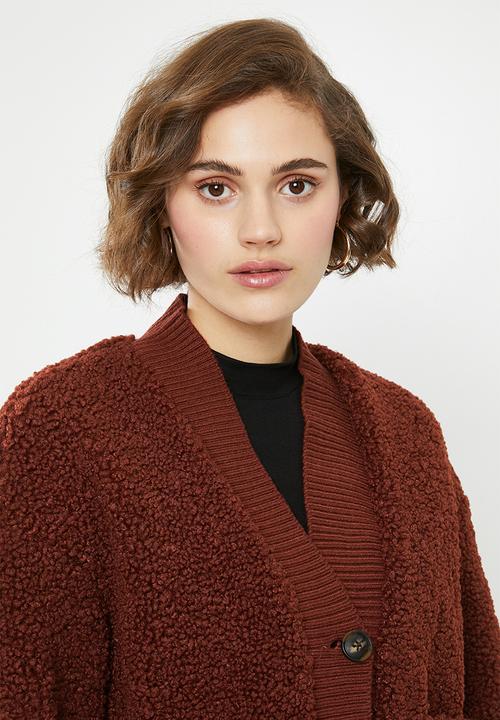 Vero Moda - Annika short teddy jacket - burgundy