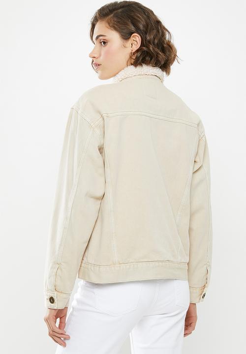 Cotton On - Sherpa denim trucker jacket - honey