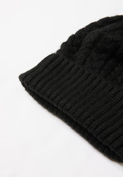 Superbalist - Gemma faux fur pom pom beanie - black