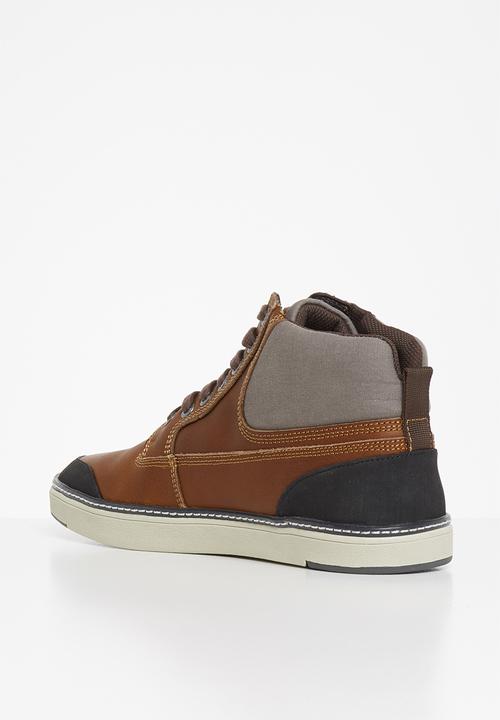JEEP - High top leather sneaker - tan