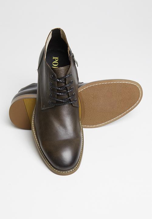 POLO - Collin leather distressed boot - grey