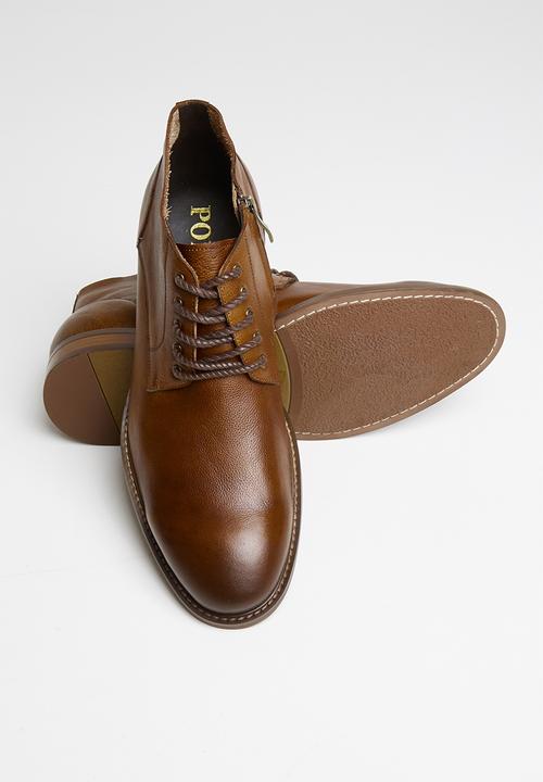 POLO - Collin leather distressed boot - tan