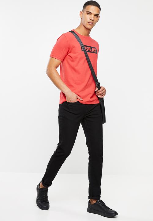Replay - Center logo chest tee - red