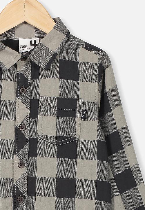 Cotton On - Rugged long sleeve shirt - grey & black 