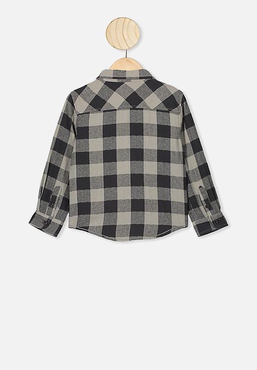 Cotton On - Rugged long sleeve shirt - grey & black 
