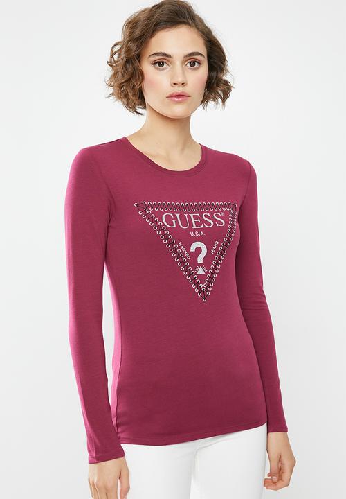 GUESS - Long sleeve mini lace up tee - purple