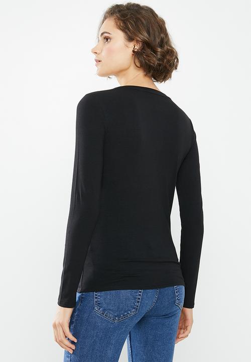GUESS - Long sleeve zebra logo tee - black