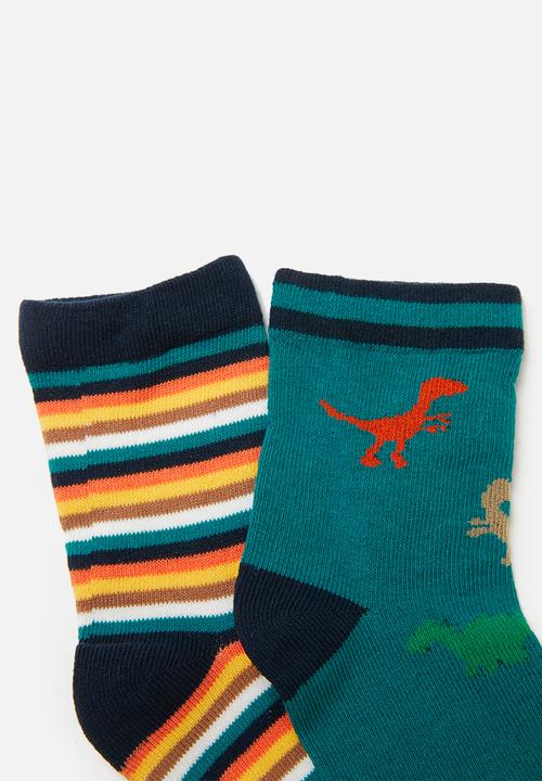 Pop Candy - Dinosaur sock pack - blue & orange 