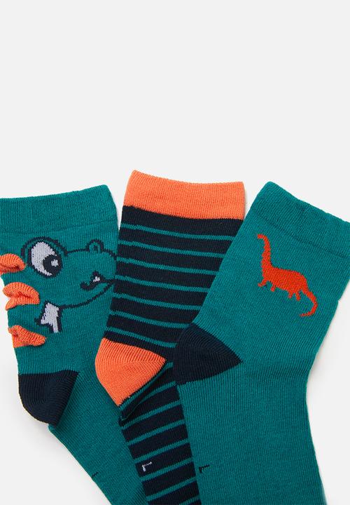 Pop Candy - Dinosaur sock pack - blue & orange 
