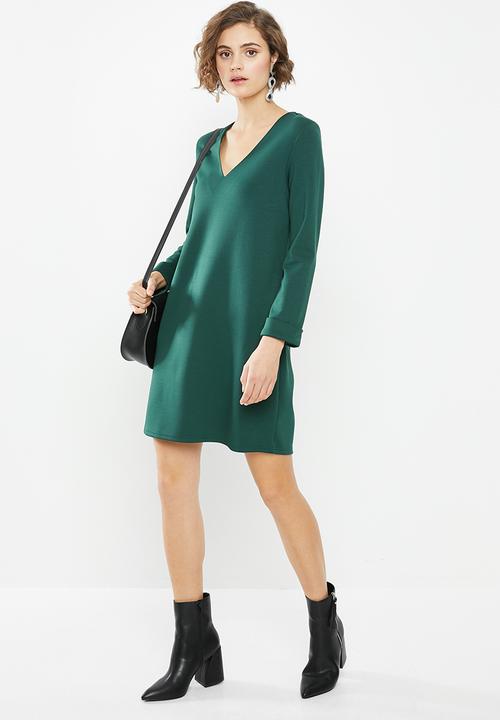 MANGO - Dress veldus - green