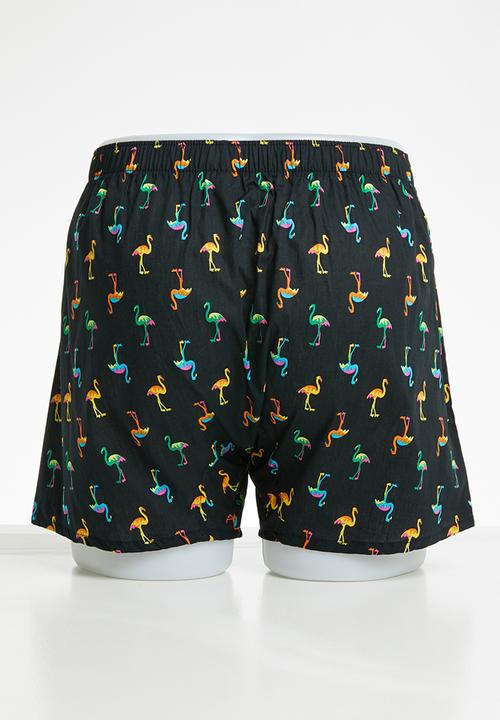 Happy Socks - Flamingo boxer - black