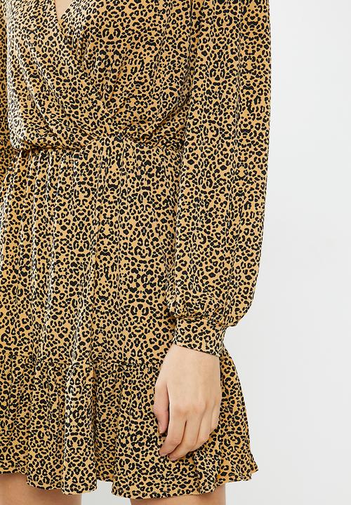 MANGO - Dress moss - beige & black
