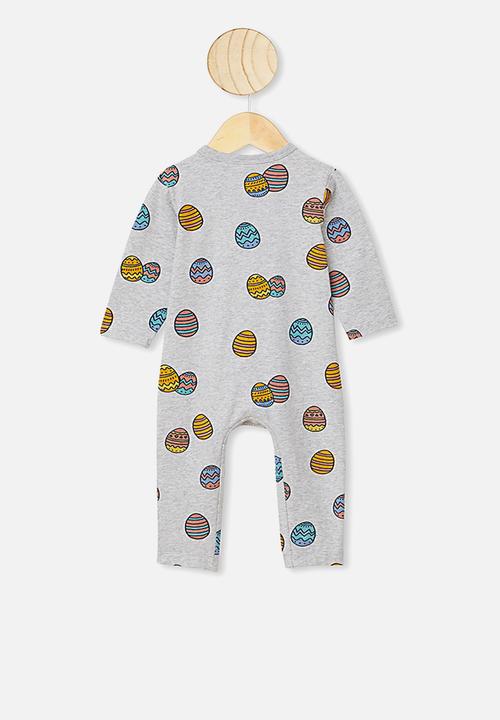 Cotton On - The long sleeve snap romper - grey