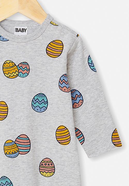 Cotton On - The long sleeve snap romper - grey