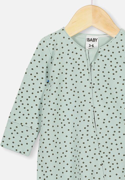Cotton On - The long sleeve zip romper - green 