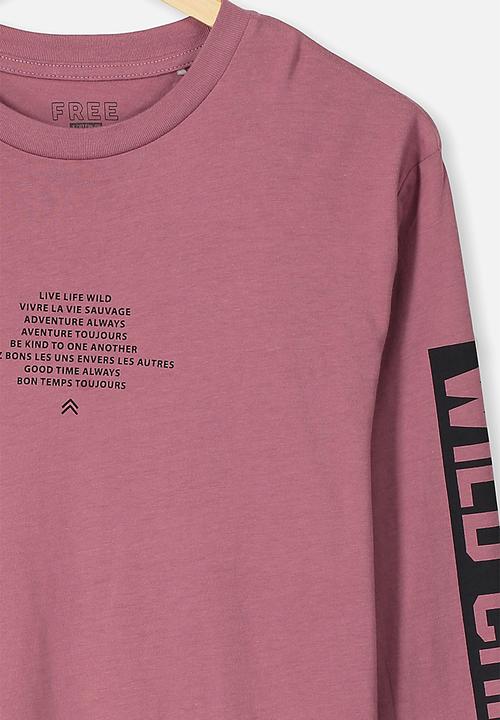 Free by Cotton On - Rufus long sleeve tee - vintage berry