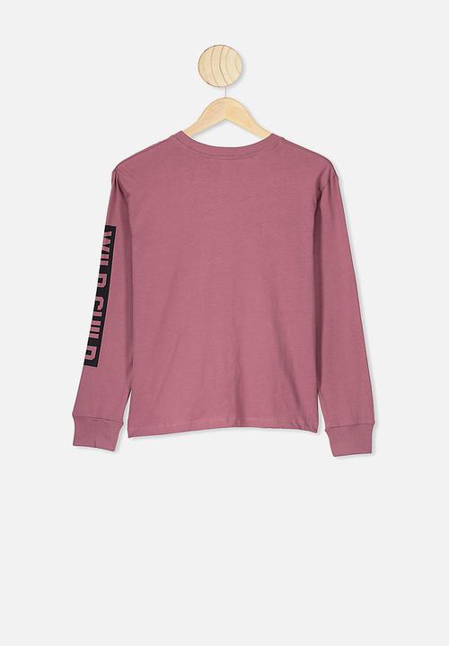 Free by Cotton On - Rufus long sleeve tee - vintage berry