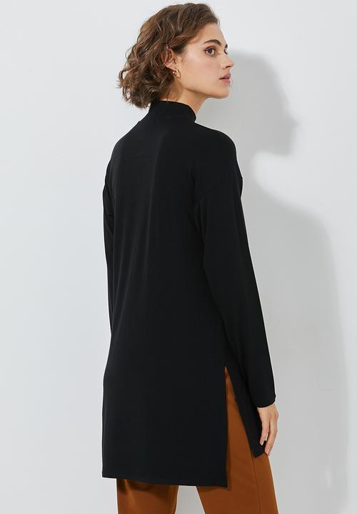 Superbalist - Longline viscose tee - black