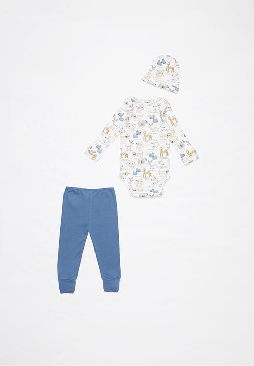 UP Baby - Boys doggie bodysuit set - blue & white