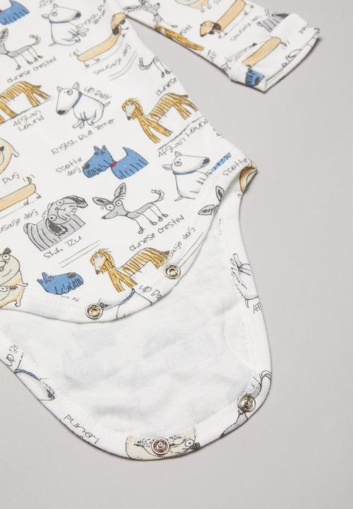 UP Baby - Boys doggie bodysuit set - blue & white