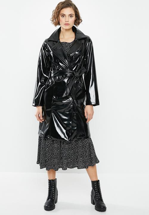 Blake - Vinyl trench coat - black