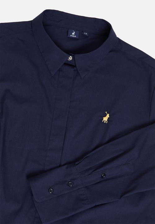 POLO - Plus Arabelle concealed front shirt - navy