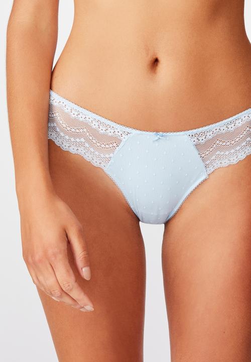 Cotton On - Alice lace bikini brief - blue