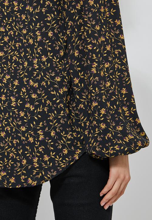 Superbalist - Key hole blouse - black & yellow