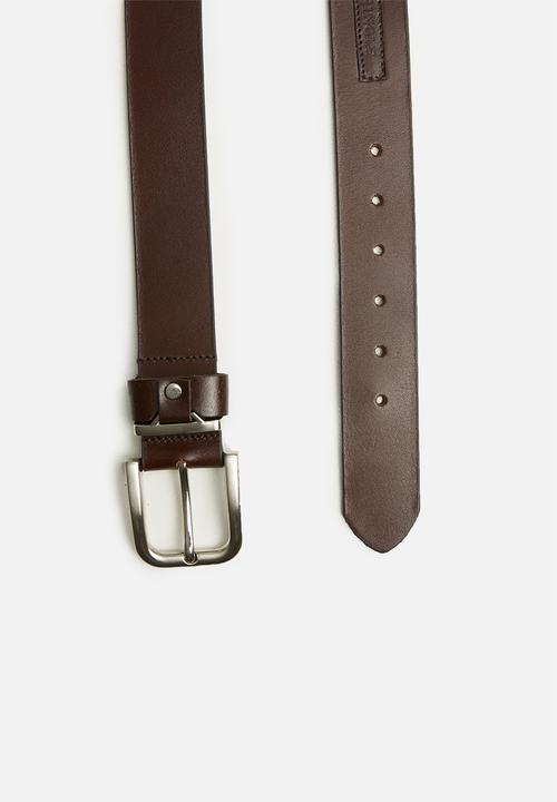 Pringle of Scotland - Derek leather patch with holes belt - brown