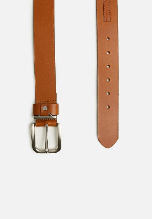 Pringle of Scotland - Derek leather patch with holes belt - tan