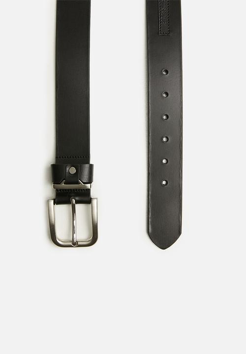 Pringle of Scotland - Derek leather patch with holes belt - black