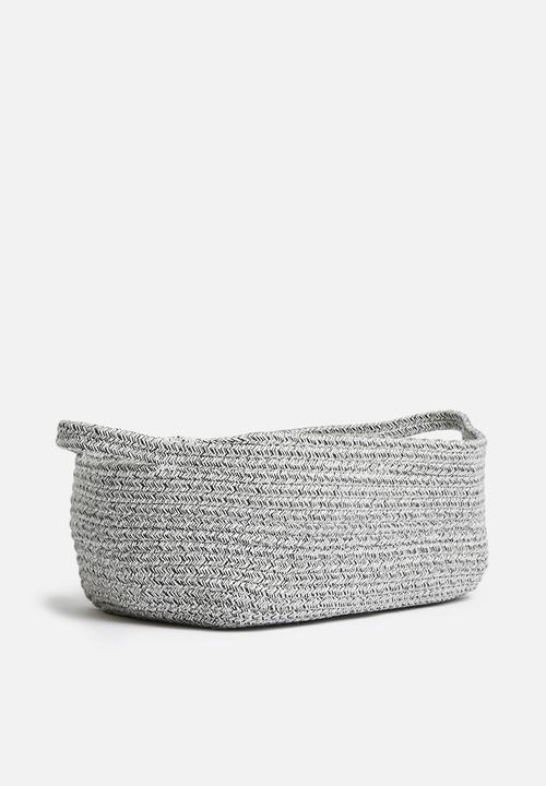 Sixth Floor - Cotton rope storage basket - black & white 