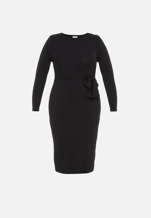 edit Plus - Tie detail bodycon - black