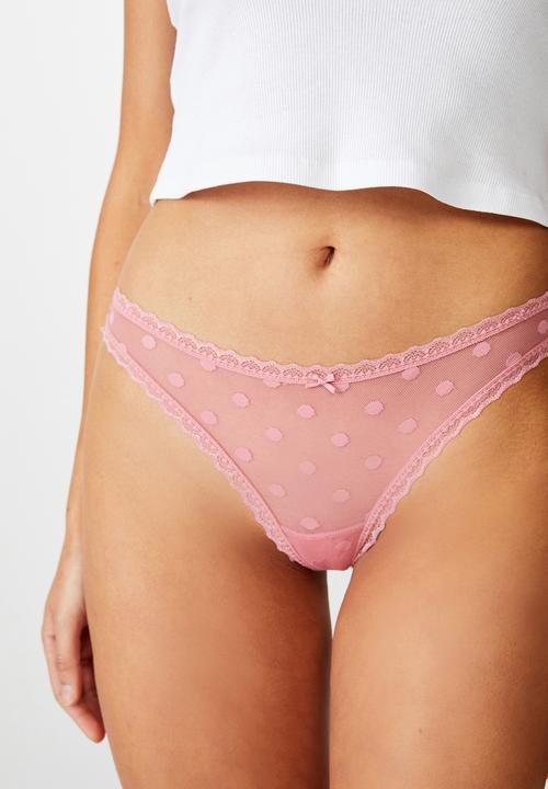 Cotton On - Olivia spot mesh brasiliano brief  - bubblegum pink