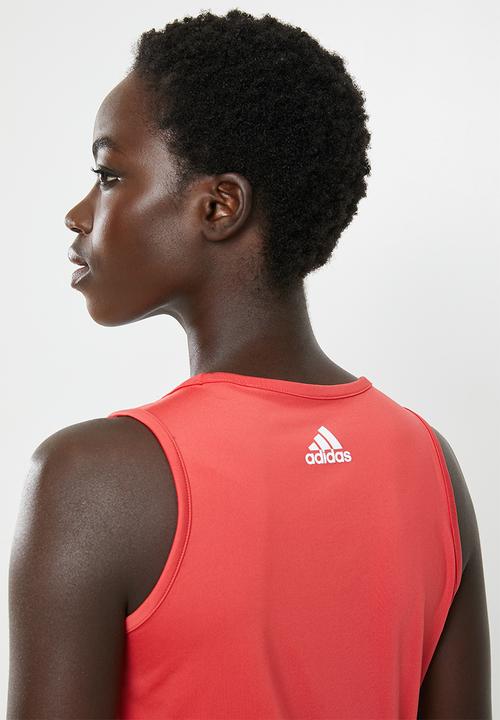 adidas Performance - 3 stripe scoop tank - red