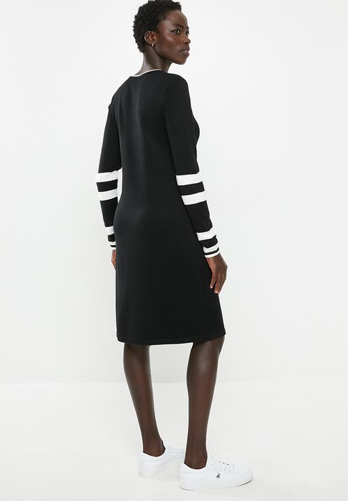 POLO - Norma knit dress - black & white