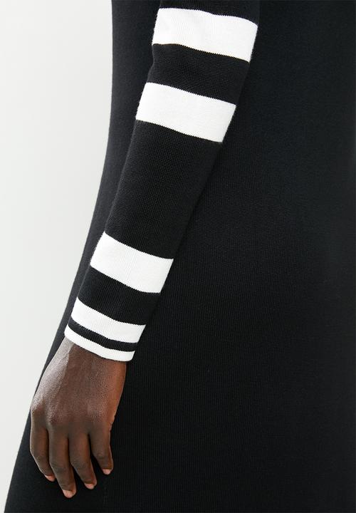 POLO - Norma knit dress - black & white