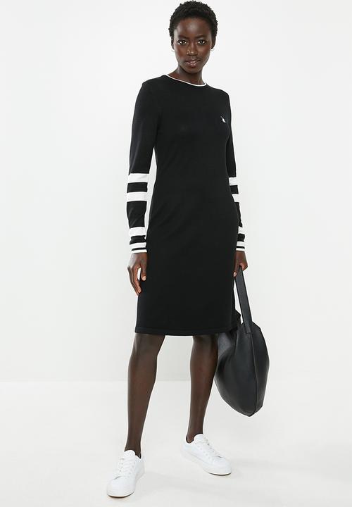 POLO - Norma knit dress - black & white