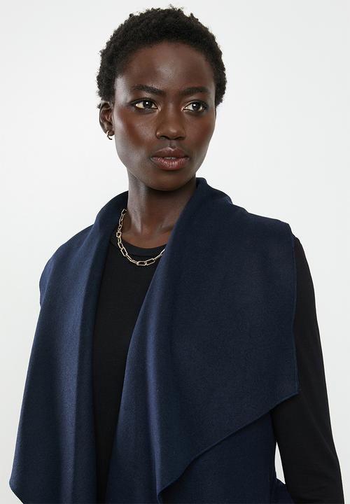 edit - Sleeveless melton coat - navy