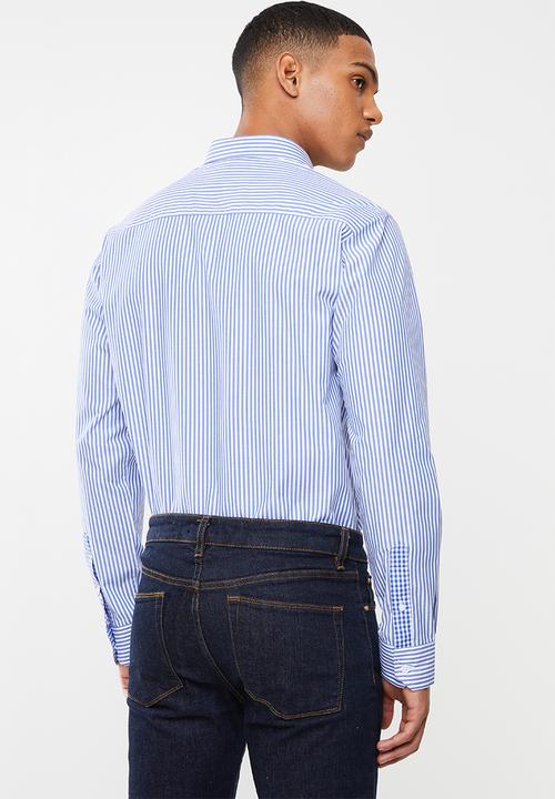 Pringle of Scotland - Daxton long sleeve styled shirt - blue & white