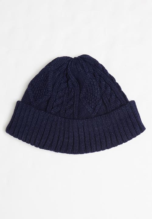 Superbalist - Cable knit fisherman beanie - navy 