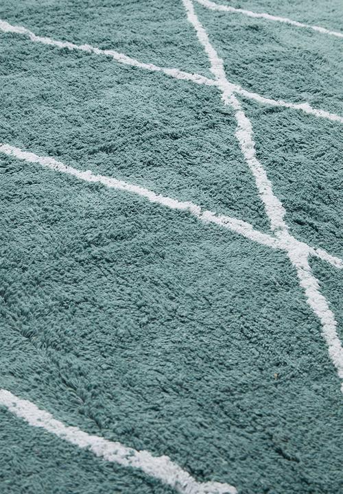 Sixth Floor - Coral blue tufted rug - teal blue & white