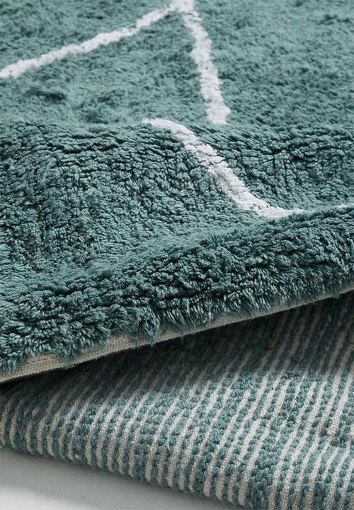 Sixth Floor - Coral blue tufted rug - teal blue & white