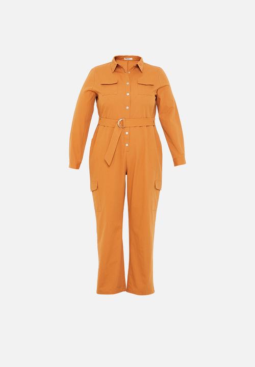 Glamorous - Plus ginger military jumpsuit - ginger