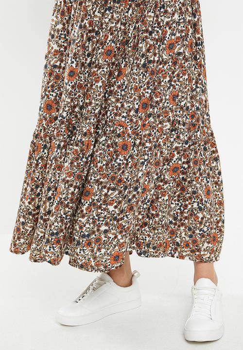 Cotton On - Jasmine maxi skirt jordyn floral - rust & navy 
