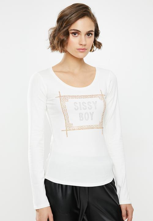 SISSY BOY - Round neck logo with bling logo - off white