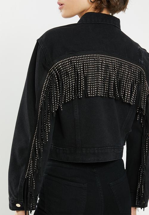 SISSY BOY - Denim jacket with rips and fringing - black