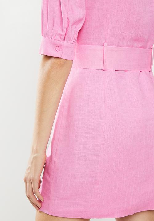 Glamorous - Belted mini shirt dress - pink