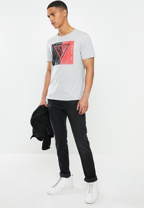 GUESS - Guess short sleeve 2 tone print tee - grey